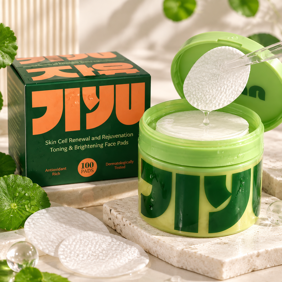 JIYU Toner Pads — Renovación y Luminosidad Coreana (100 Discos)